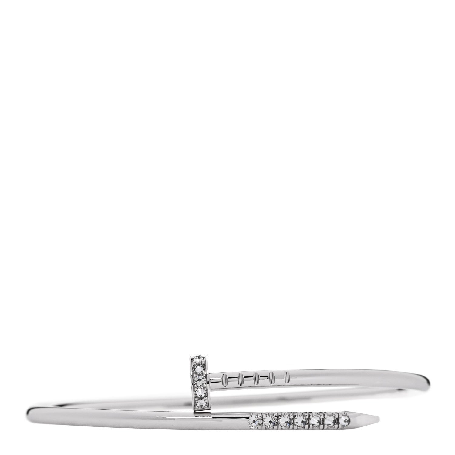 Cartier 18K White Gold Diamond Small Juste Un Clou Reverse Set Bracelet 15 1 of 5