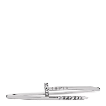 Cartier 18K White Gold Diamond Small Juste Un Clou Reverse Set Bracelet 15 1 of 5