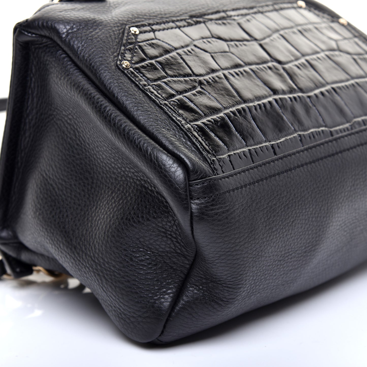 Calfskin Crocodile Embossed Small Pandora Black