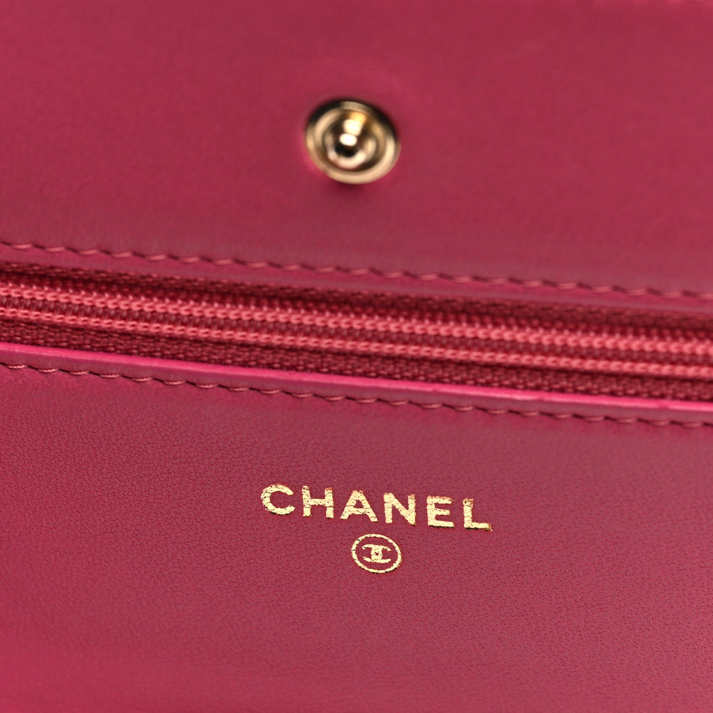 Lambskin Quilted Wallet On Chain WOC Pink