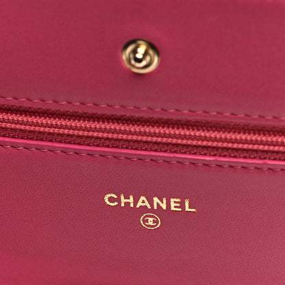 Chanel Lambskin Quilted Wallet On Chain WOC Pink 6 of 10