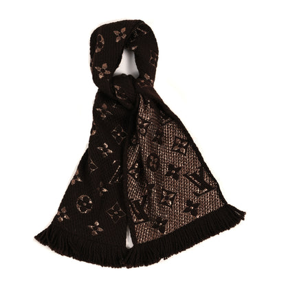 Louis Vuitton Wool Silk Logomania Shine Scarf Marron 1 of 3