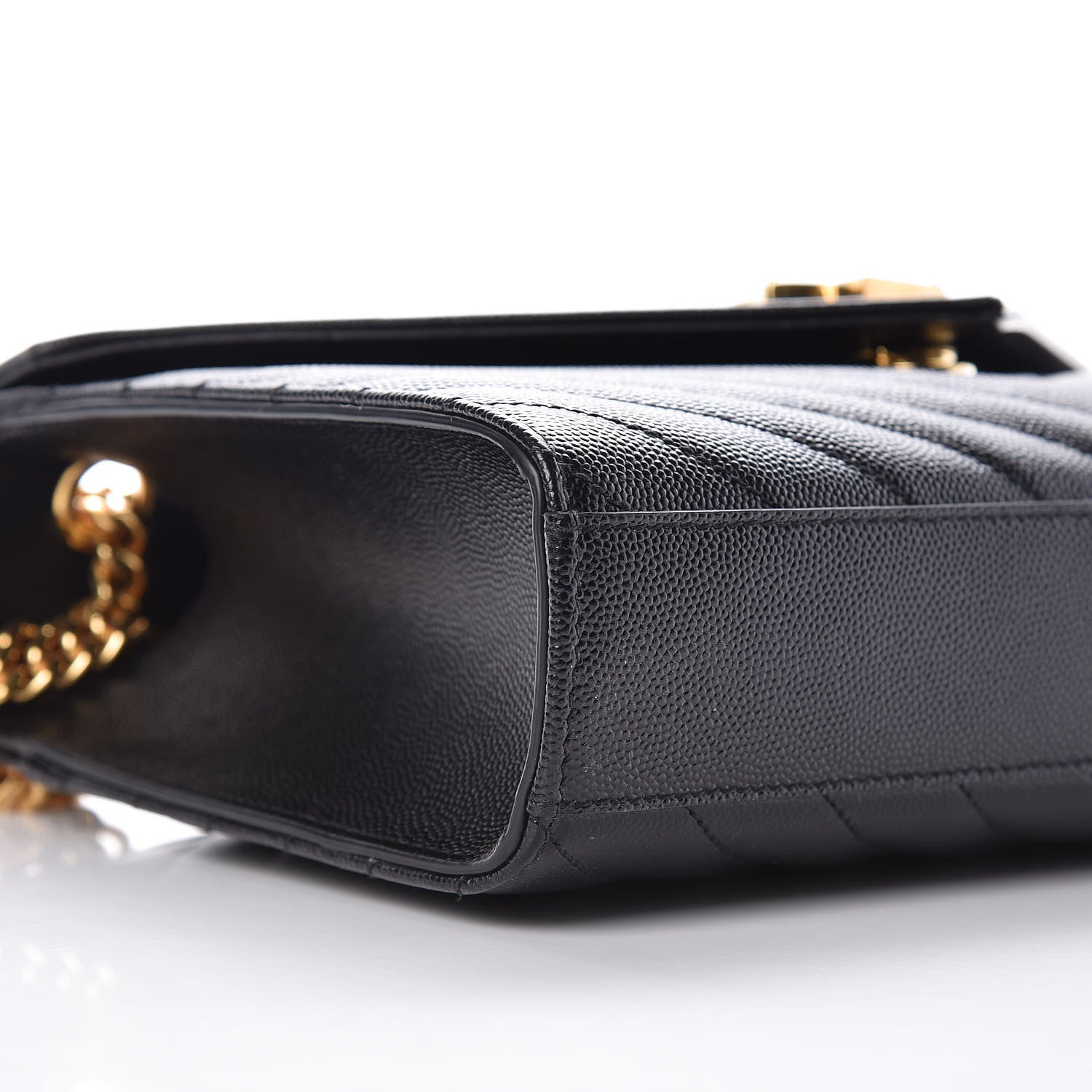 Saint Laurent Grain De Poudre Matelasse Chevron Medium Monogram Satchel Black 6 of 11