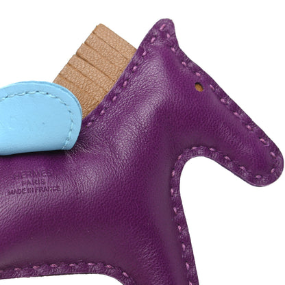Hermes Milo Lambskin Grigri Rodeo Horse Bag Charm PM Violet Celeste Kraft 3 of 5