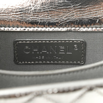 Chanel Metallic Goatskin Quilted North South Boy Flap Silver 6 of 10