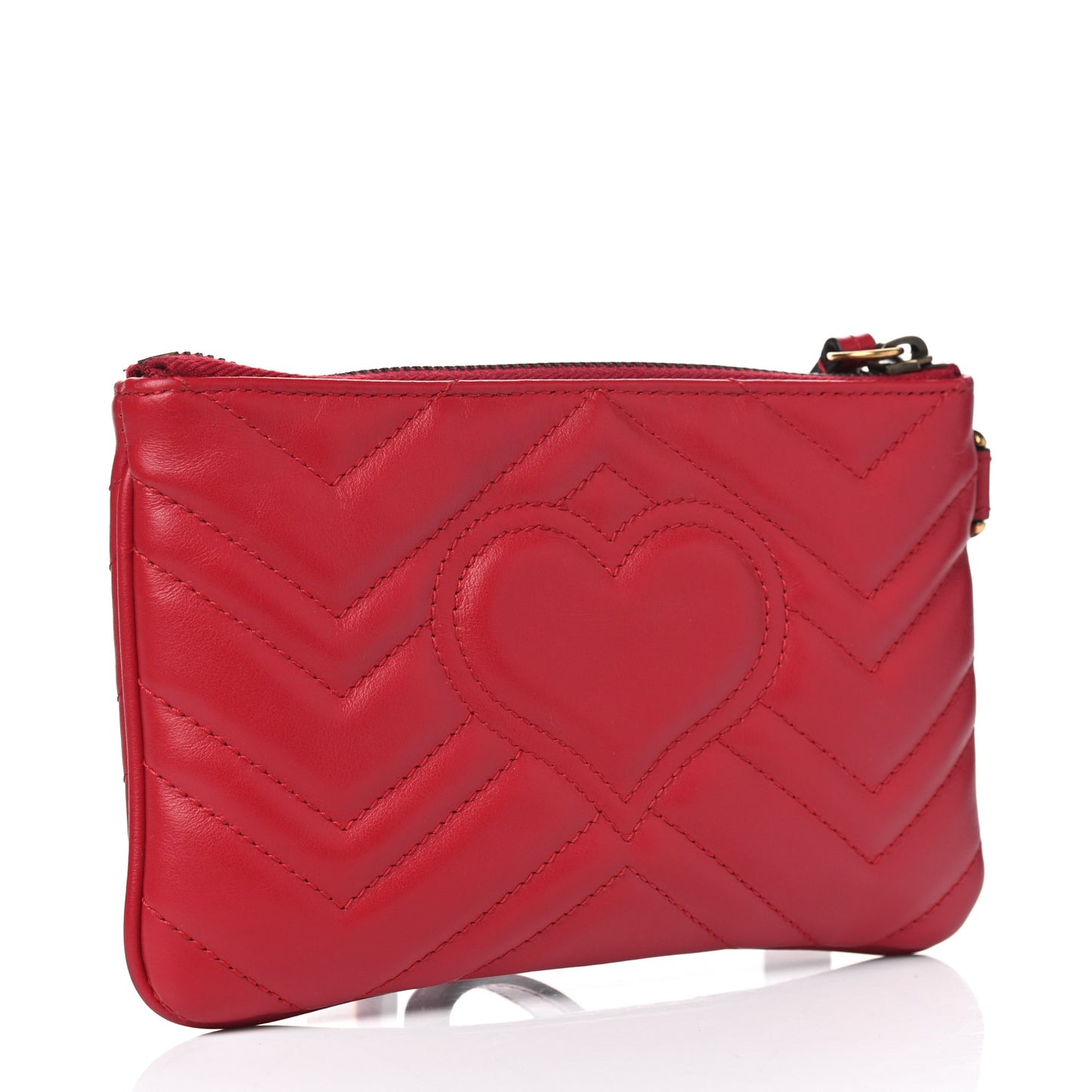 Calfskin Matelasse GG Marmont Wrist Wallet Hibiscus Red