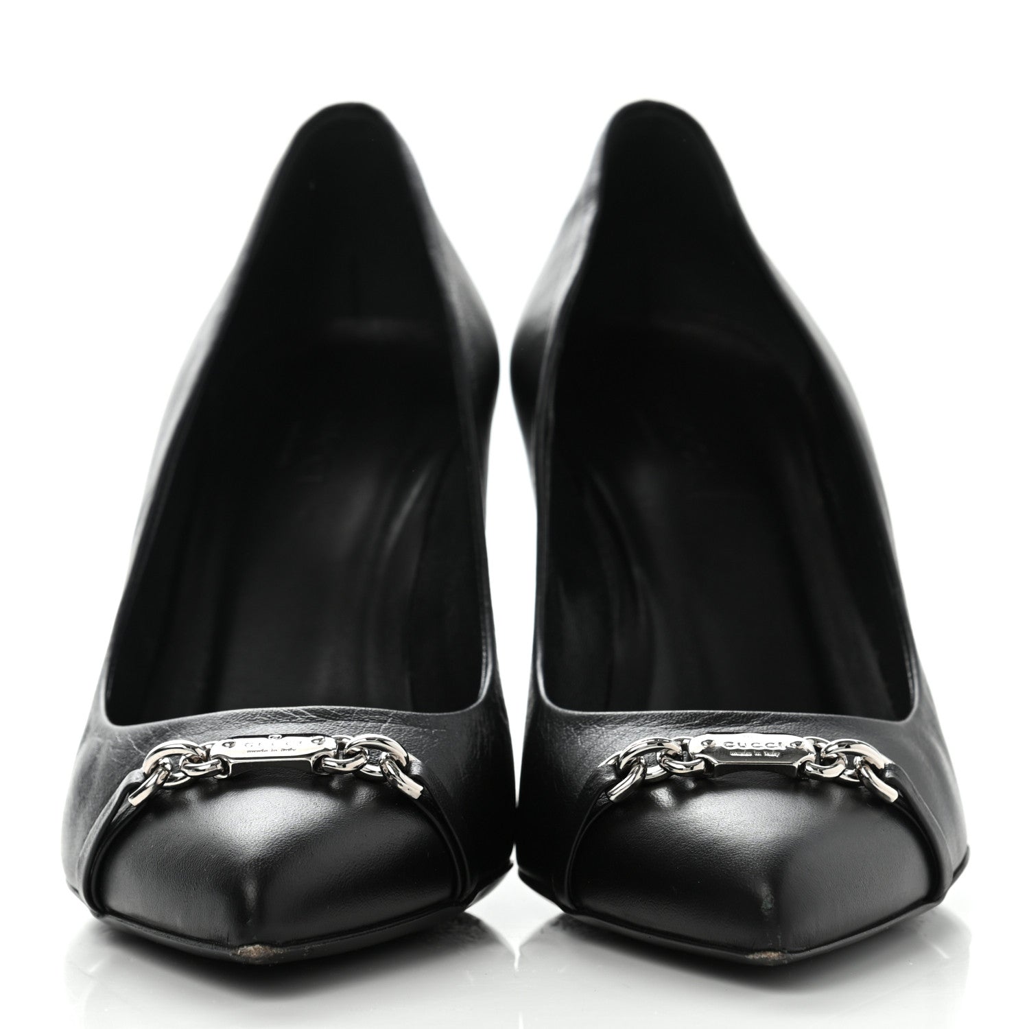 Gucci Nappa Moorea Molaita Mid Heel Pumps 37.5 Black 2 of 14