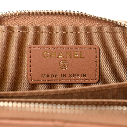 Chanel Lambskin Quilted Chanel 19 Zip Around Coin Purse Wallet Brown 6 of 8