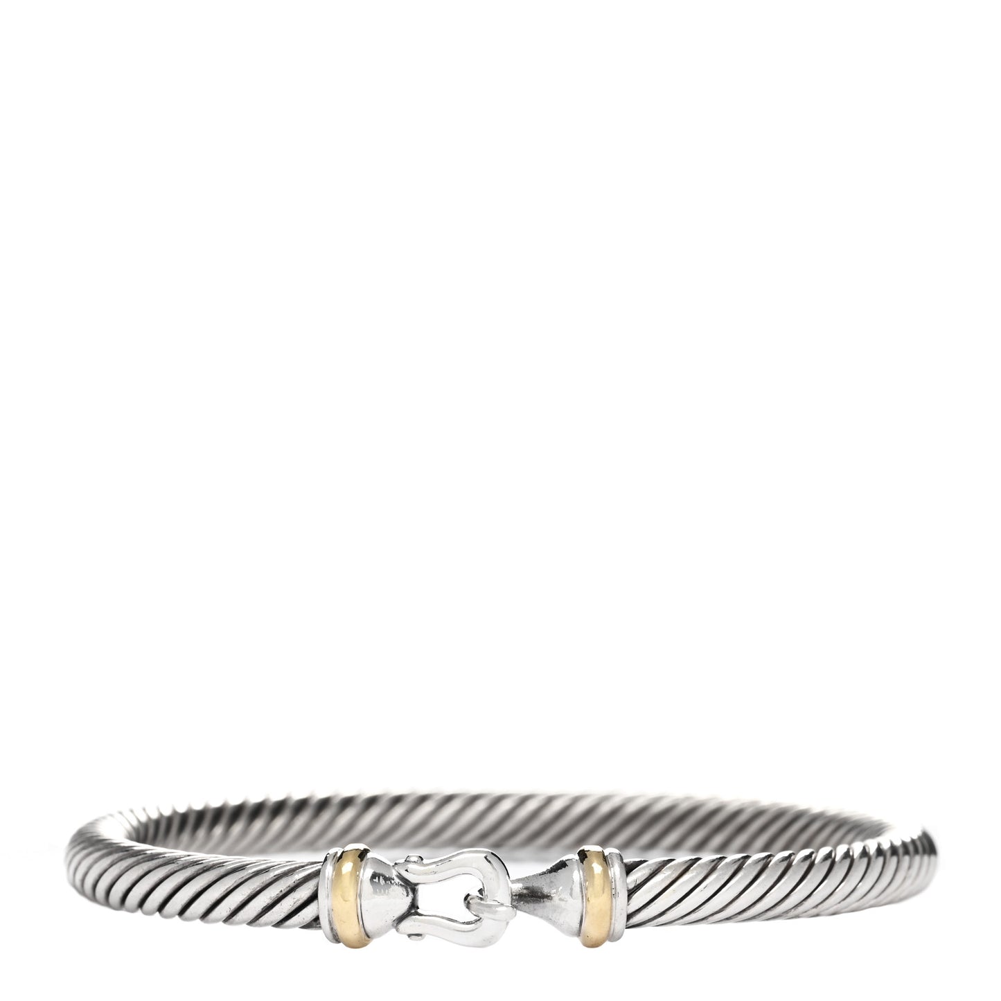 Sterling Silver 18K Yellow Gold 5mm Cable Classic Buckle Bracelet
