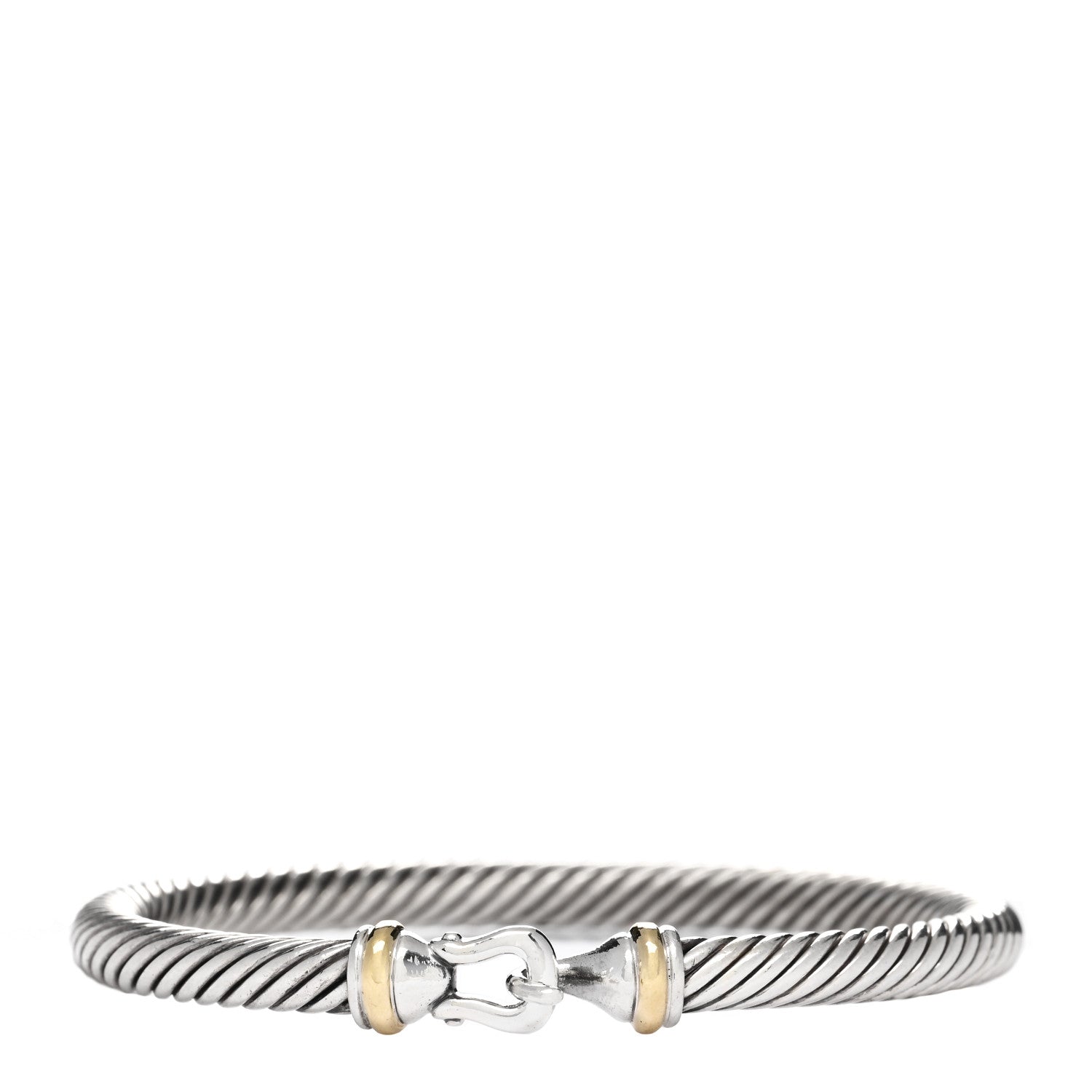 David Yurman Sterling Silver 18K Yellow Gold 5mm Cable Classic Buckle Bracelet 1 of 3