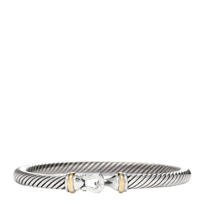 David Yurman Sterling Silver 18K Yellow Gold 5mm Cable Classic Buckle Bracelet 1 of 3