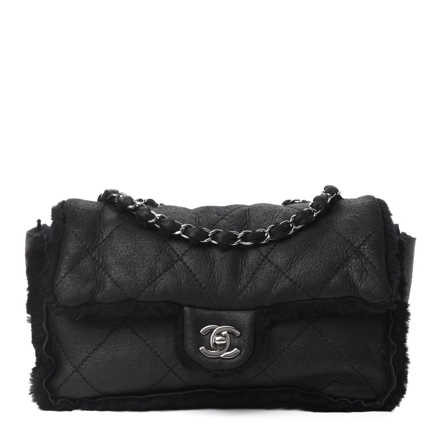 Chanel Shearling Quilted Medium Single Flap Black 1 of 10