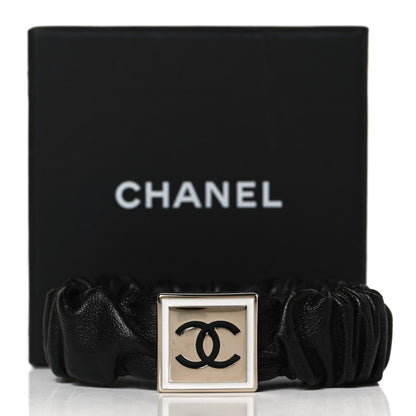 Chanel Lambskin Metal Enamel CC Hair Tie Black Gold 4 of 4