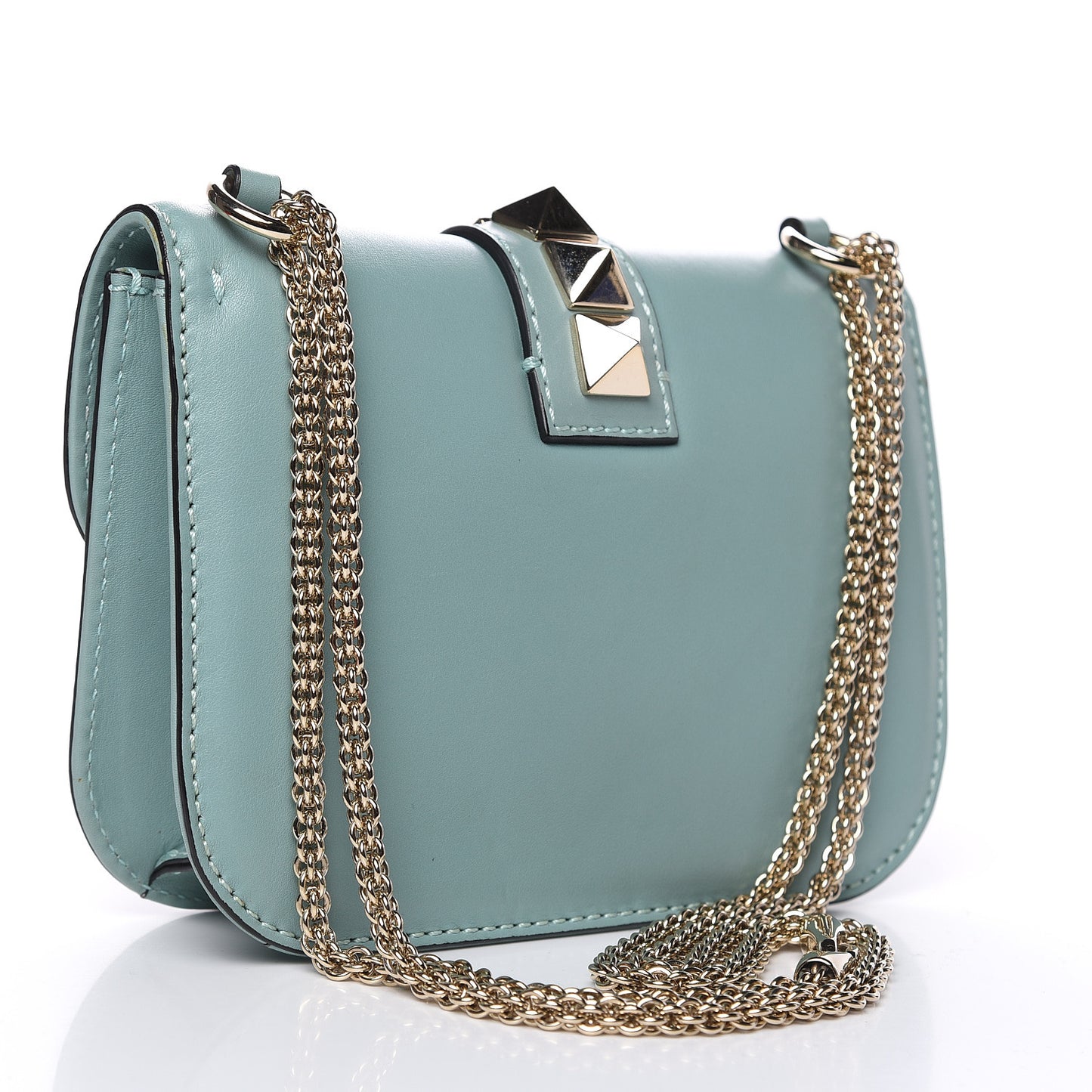 Vitello Small Glam Lock Rockstud Flap Light Blue