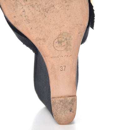 Chanel Canvas Heart CC Wedge Sandals 37 Black 8 of 15