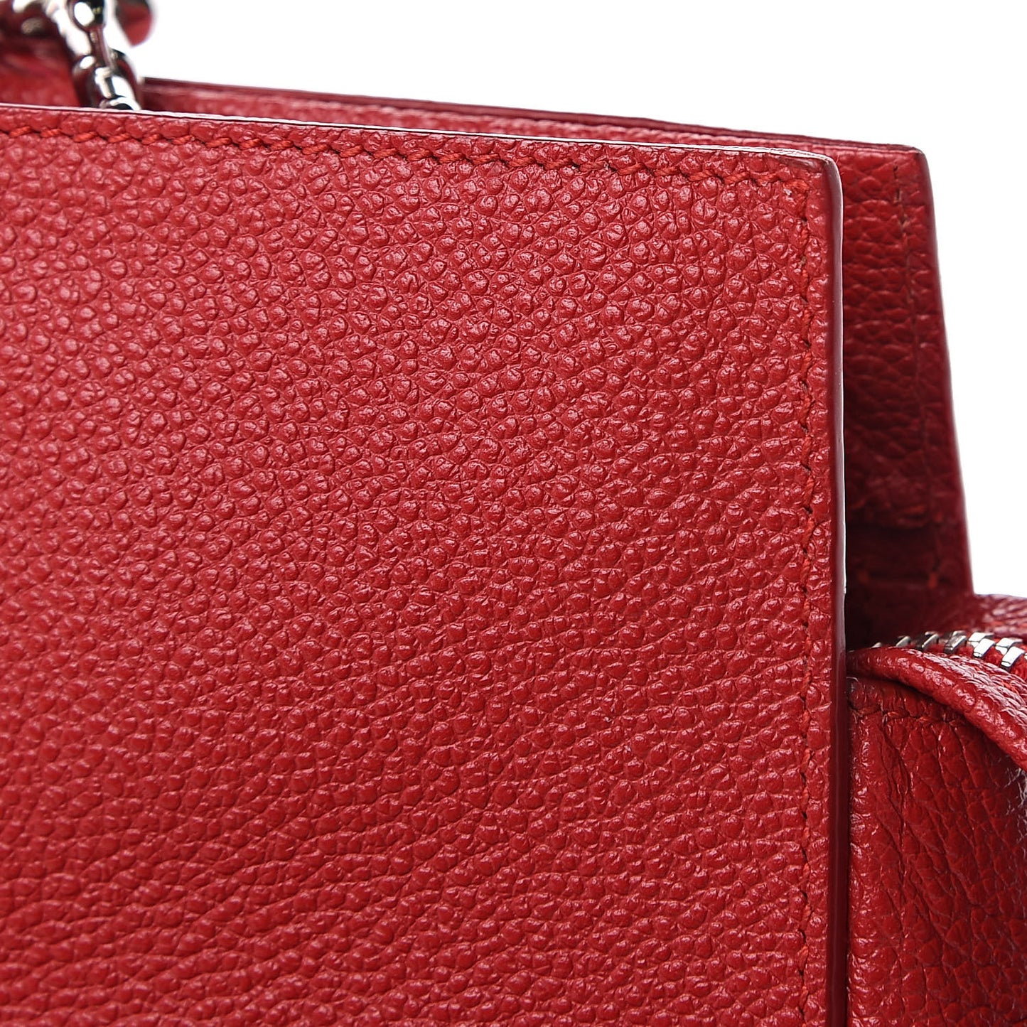 Grained Calfskin Small Cabas Rive Gauche Red