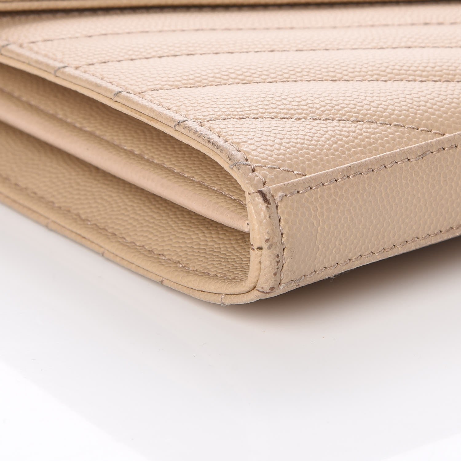 Saint Laurent Grain De Poudre Matelasse Chevron Monogram Chain Wallet Rose Antic 13 of 14