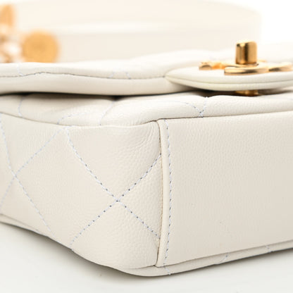 Chanel Caviar Quilted Mini Twist Your Buttons Flap White 8 of 10