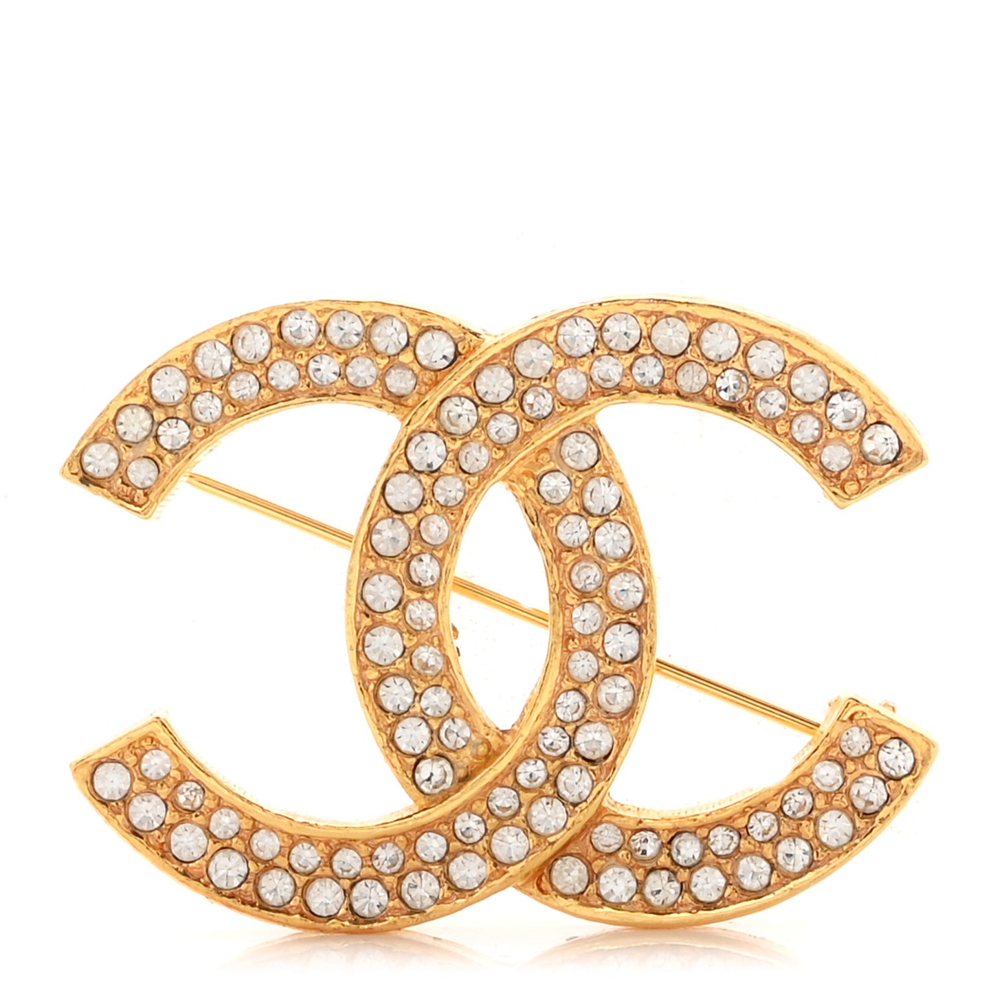 Crystal CC Brooch Gold