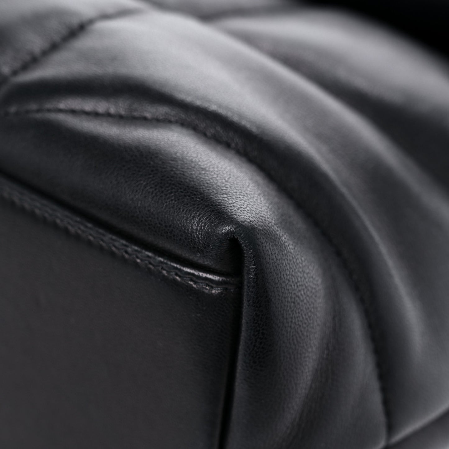 Lambskin Quilted Medium Loulou Puffer Monogram Chain Satchel Black