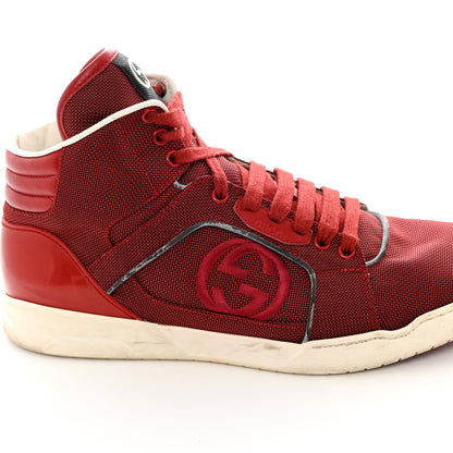 Gucci Baling Fabric Nappa Moorea Interlocking G Mens High Top Sneakers 9.5 Rosso Griggio 14 of 15