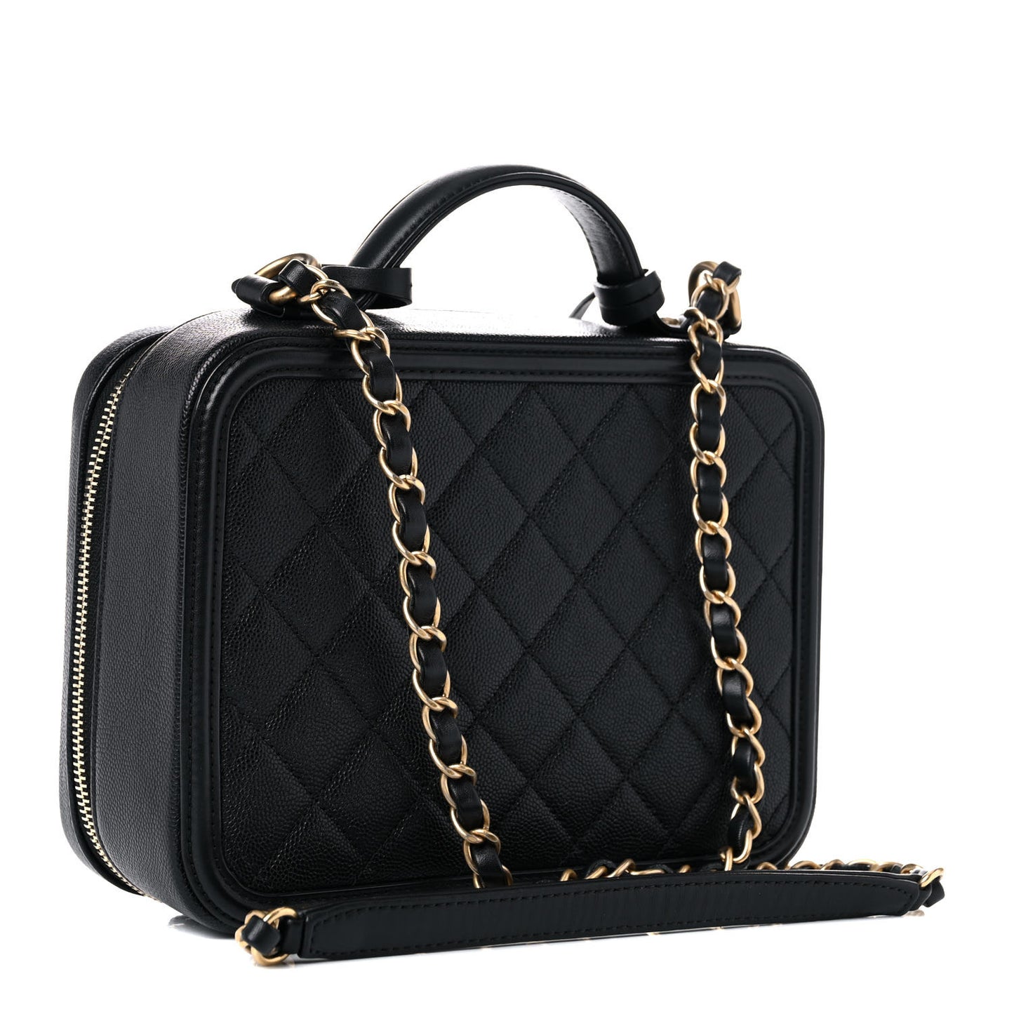 Caviar Quilted Medium CC Filigree Vanity Case Black