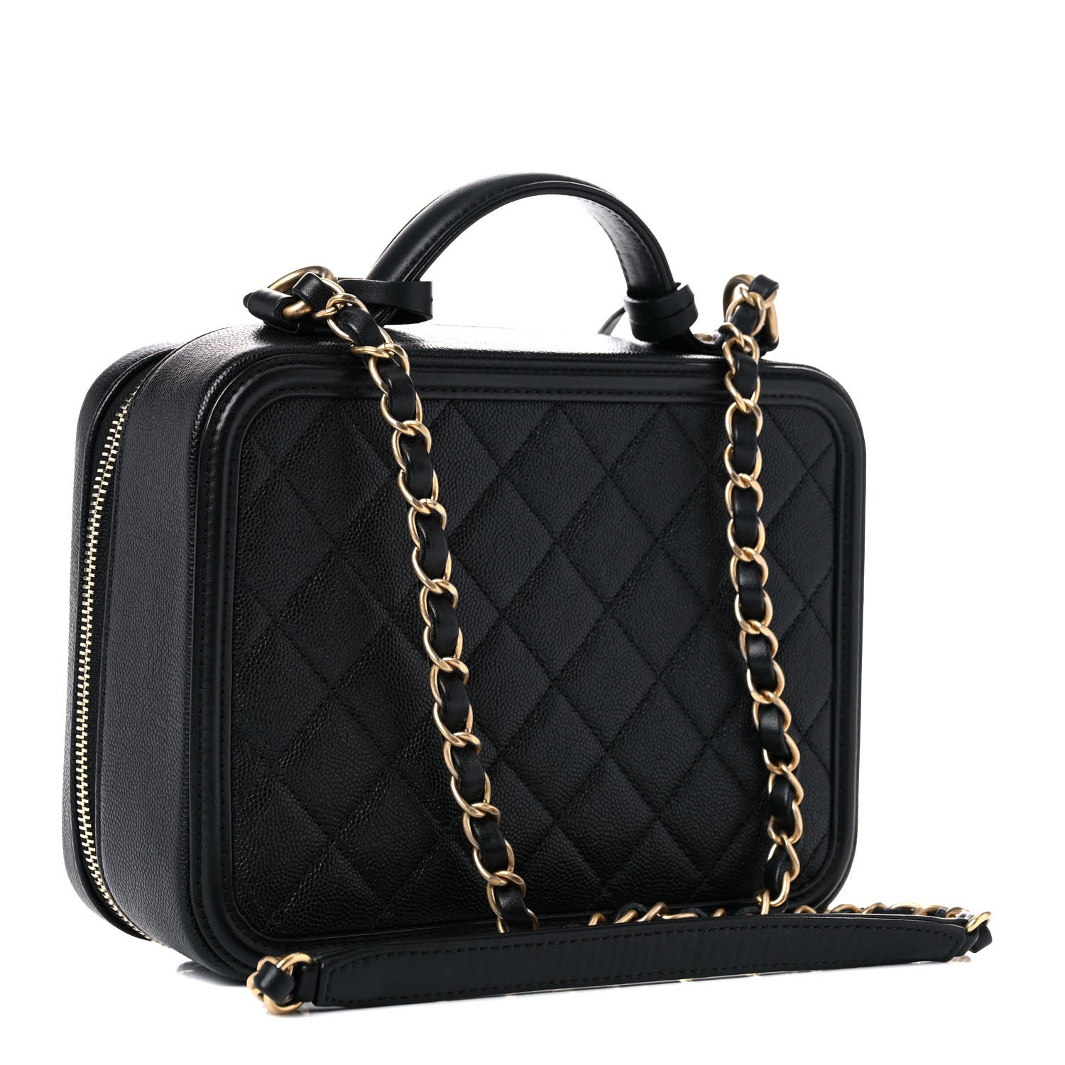 Chanel Caviar Quilted Medium CC Filigree Vanity Case Black 3 of 15