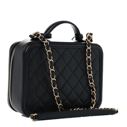 Chanel Caviar Quilted Medium CC Filigree Vanity Case Black 3 of 15