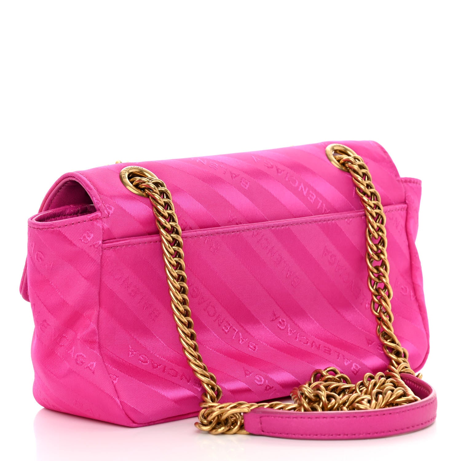 Balenciaga Nylon Jacquard Diagonal Logo S BB Round Shoulder Bag Rose Magenta 3 of 9
