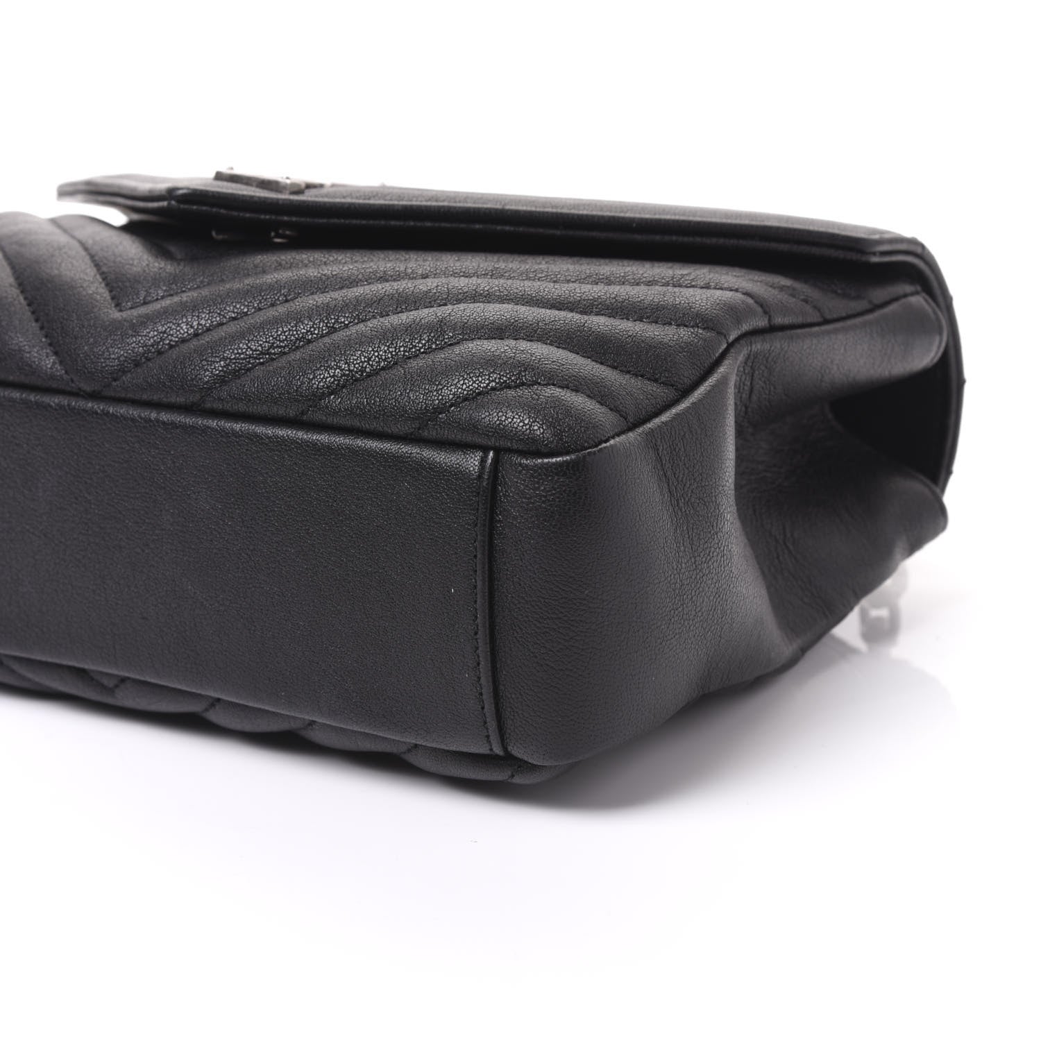 Saint Laurent Sheepskin Matelasse Chevron Monogram Medium College Bag Black 6 of 8