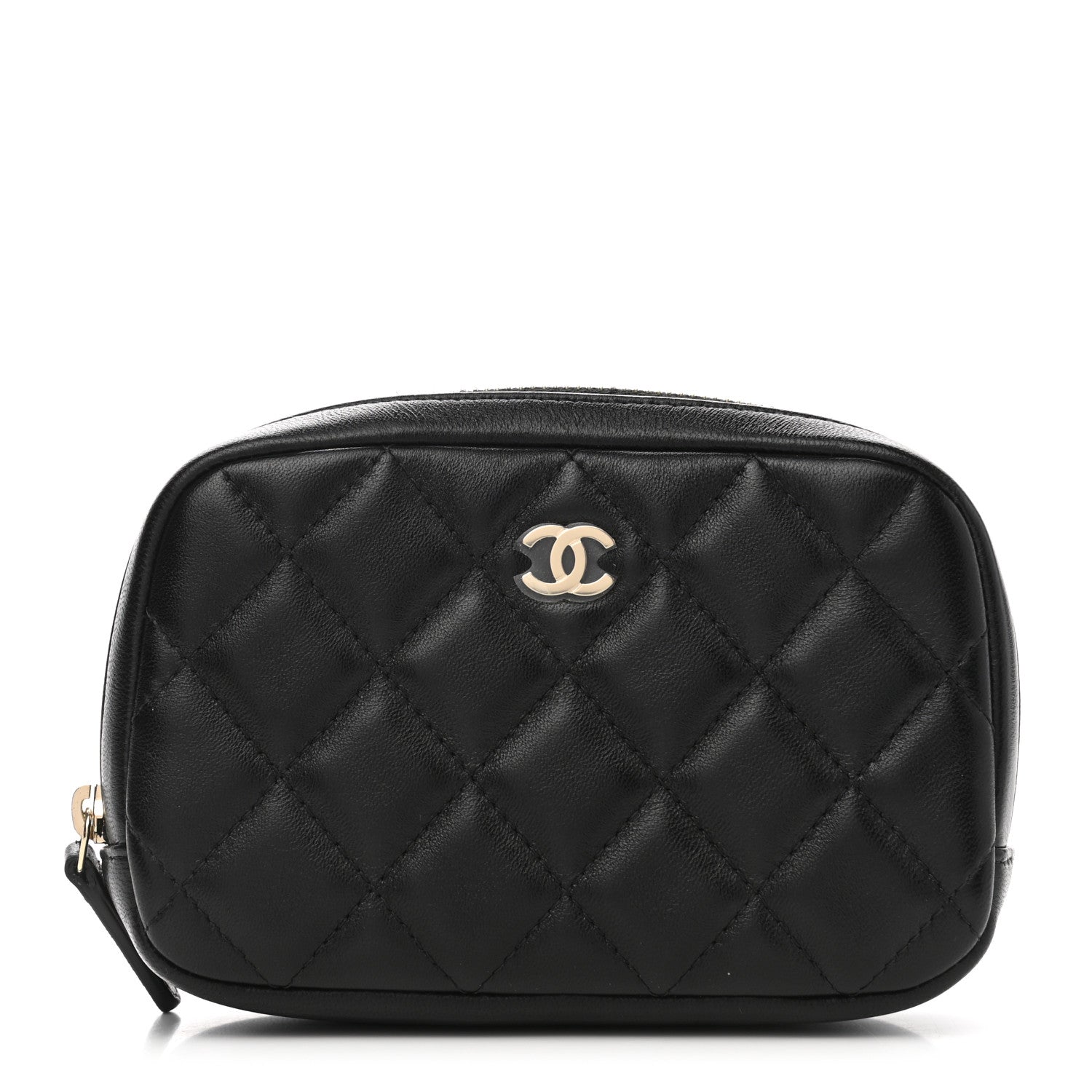 Chanel Lambskin Quilted Small Curvy Pouch Cosmetic Case Black 1 of 8