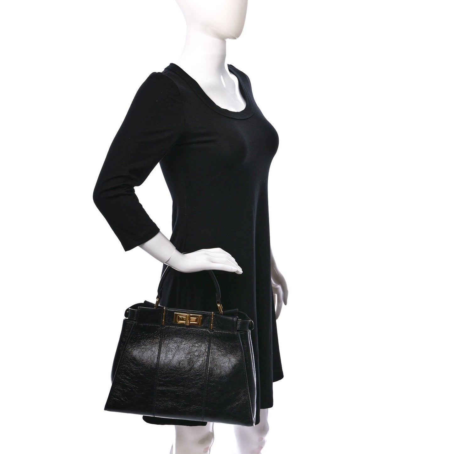 Agnello Old Shine Medium Peekaboo Iconic Satchel Black