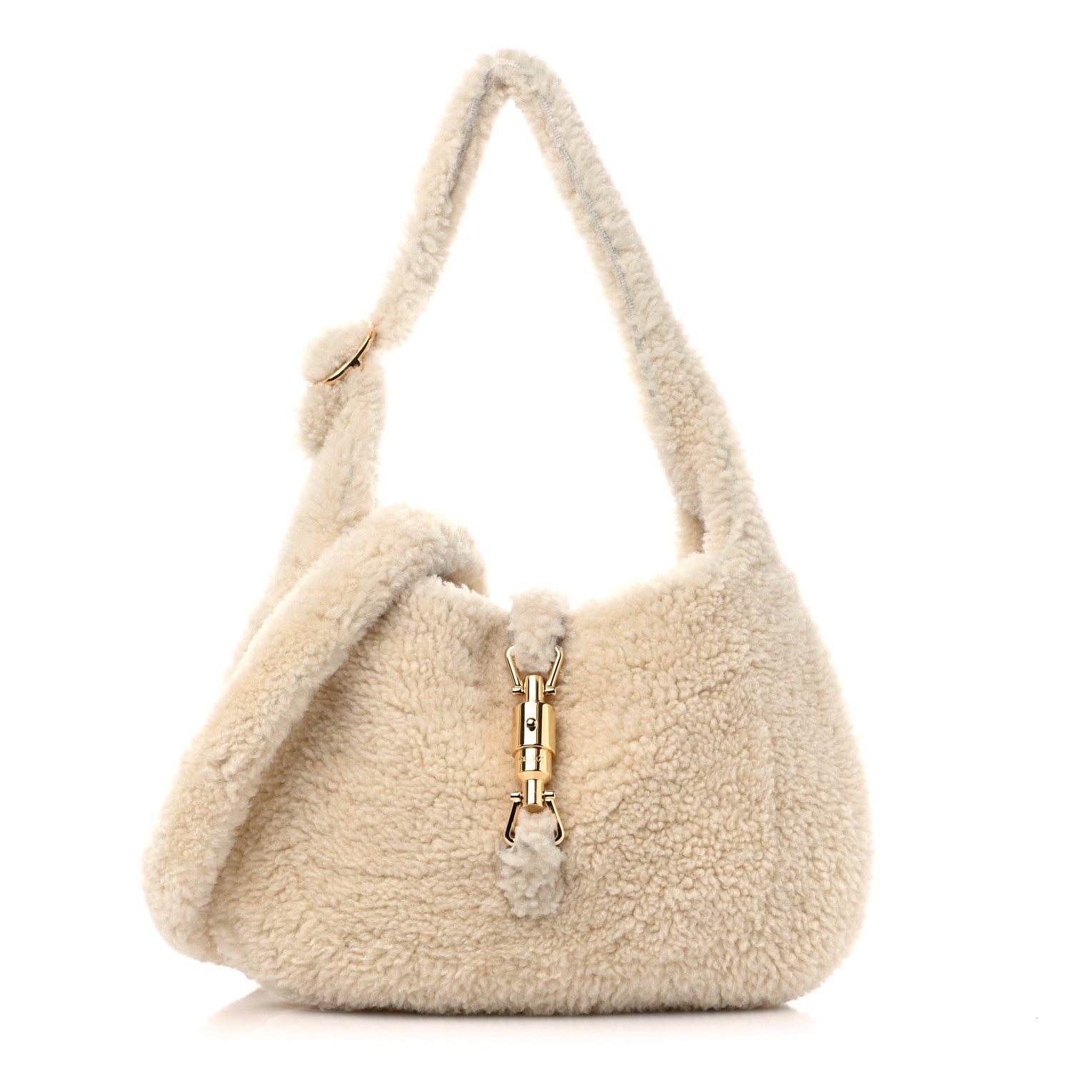 GUCCI Shearling Small Jackie 1961 Shoulder Bag in the color White by FASHIONPHILE