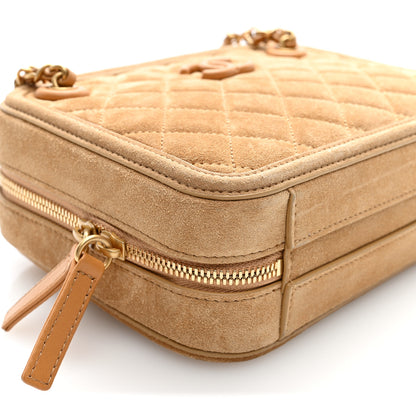 Chanel Suede Quilted CC Tassel Camera Case Light Brown 8 of 9