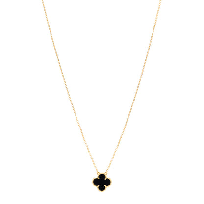 Van Cleef & Arpels 18K Yellow Gold Black Onyx Vintage Alhambra Pendant Necklace 1 of 5