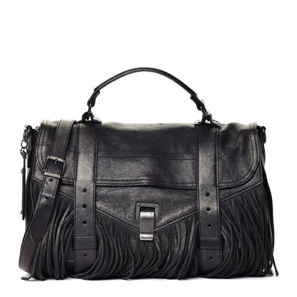 Proenza Schouler Lambskin Fringe Medium PS1 Satchel Black 1 of 5