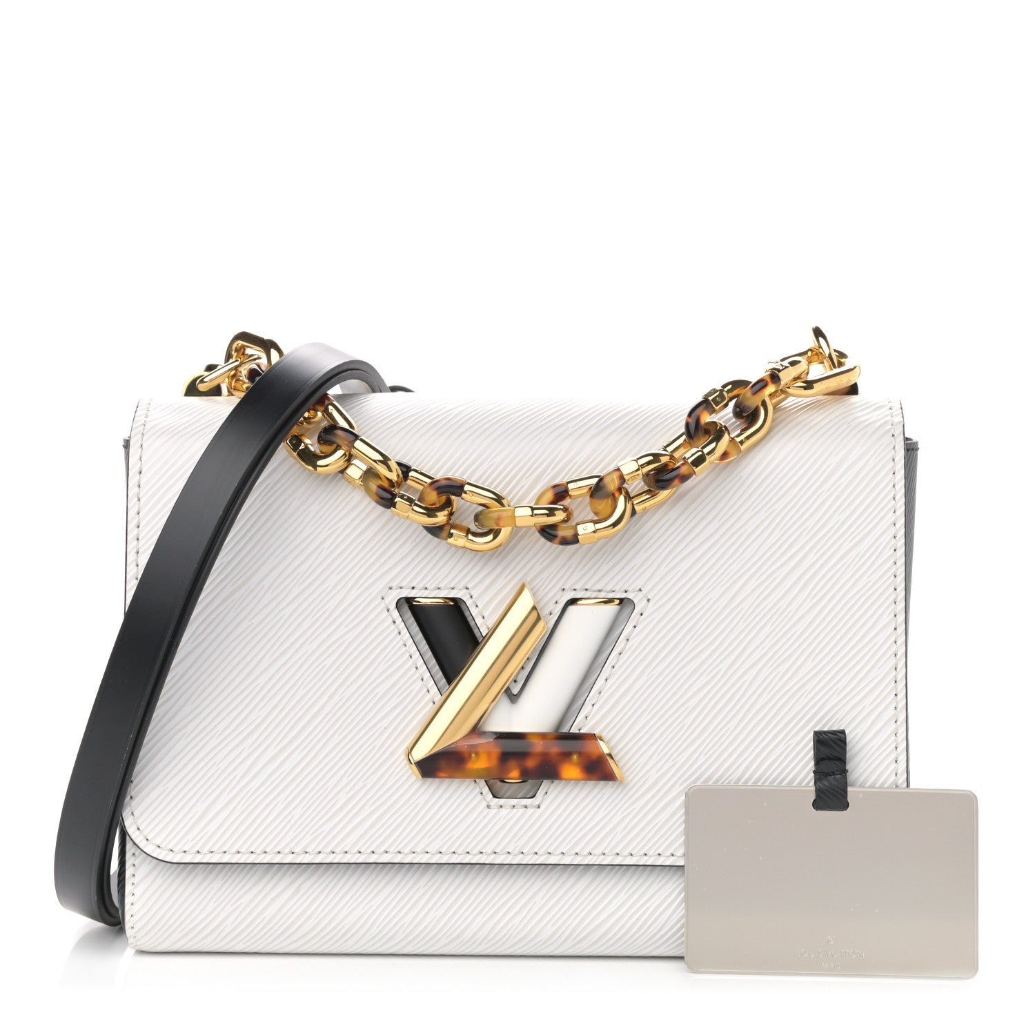 Louis Vuitton Epi Tortoiseshell Twist Shoulder Bag MM Black White 1 of 9