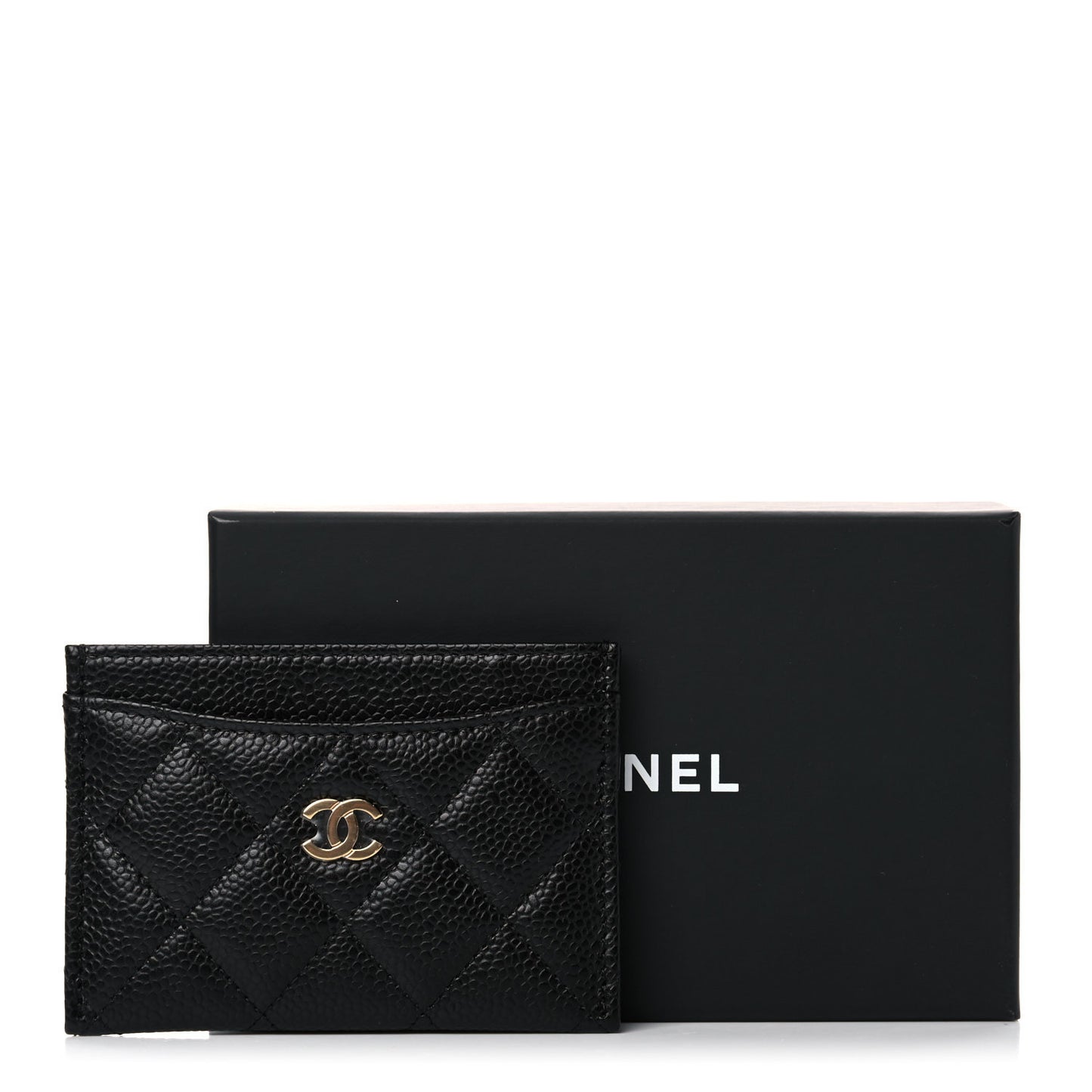 Caviar Quilted Card Holder Black