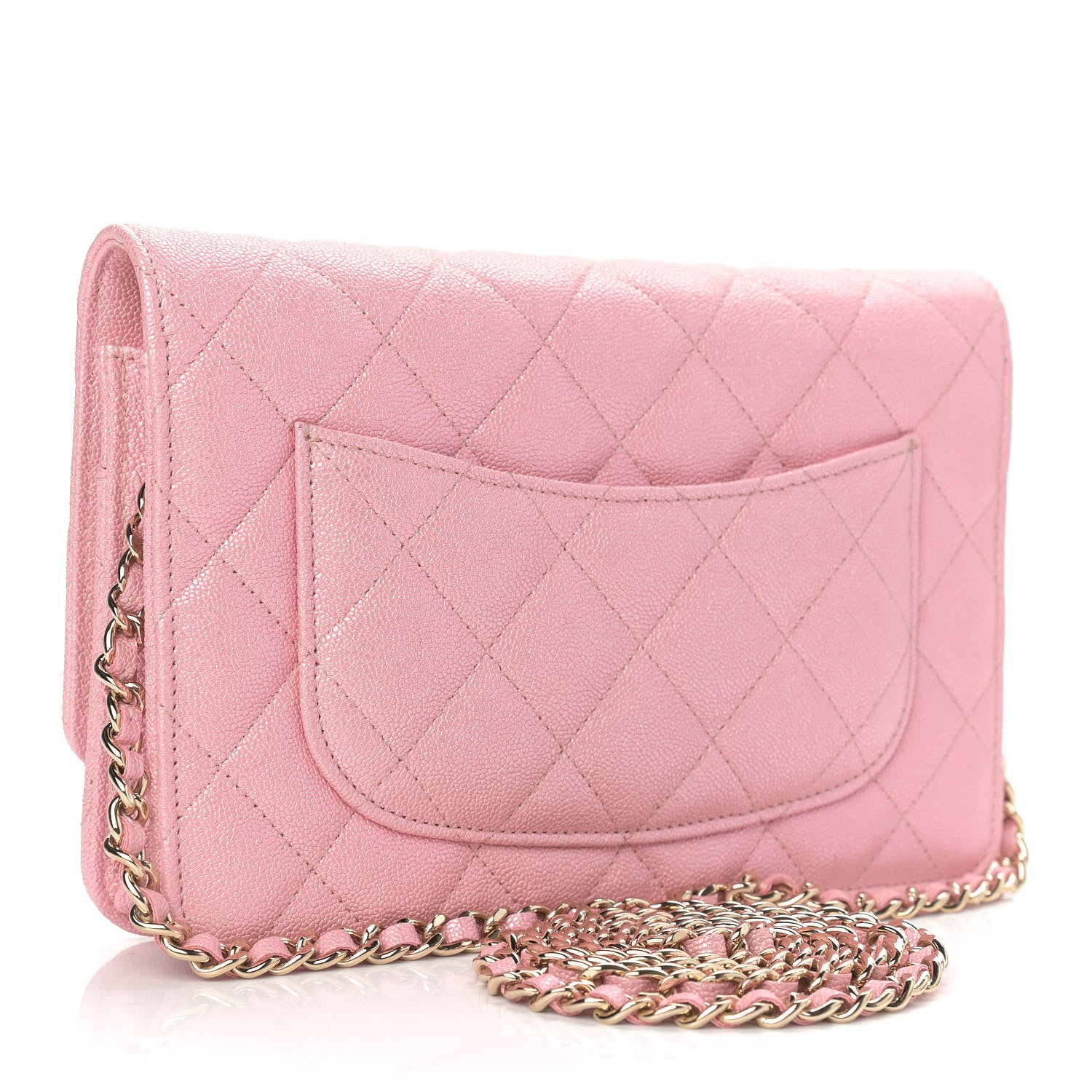 Chanel Iridescent Caviar Quilted Wallet on Chain WOC Rose Pink 3 of 9