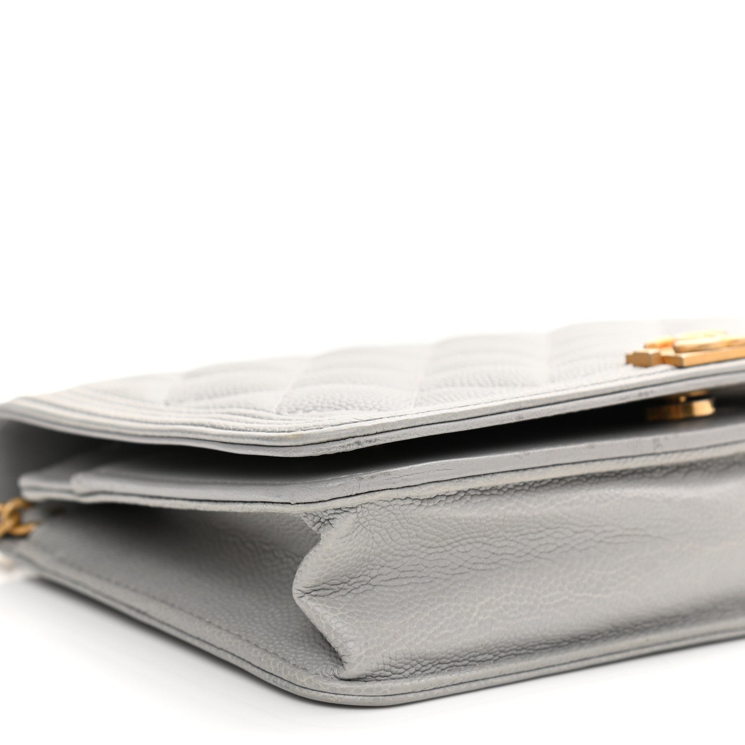 Chanel Caviar Quilted Boy Wallet On Chain WOC Grey 10 of 13