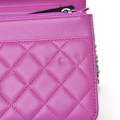 Chanel Lambskin Quilted Boy Wallet On Chain WOC Dark Pink 12 of 12