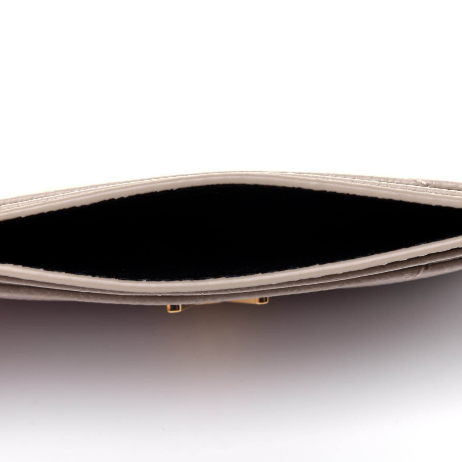 Saint Laurent Grain De Poudre Matelasse Chevron Monogram Credit Card Case Sea Salt 5 of 11