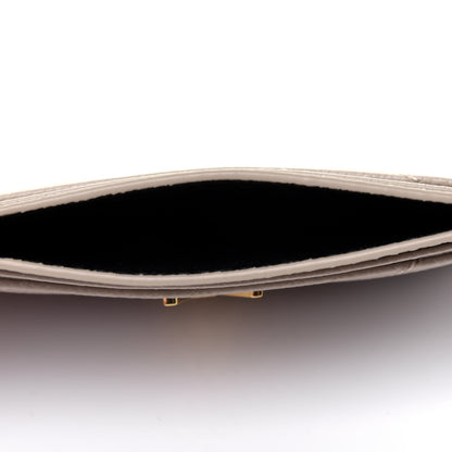 Saint Laurent Grain De Poudre Matelasse Chevron Monogram Credit Card Case Sea Salt 5 of 11