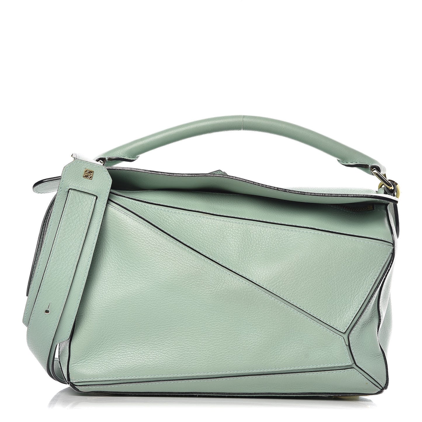 Calfskin Puzzle Bag Sea Water Green