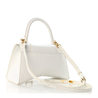 Balenciaga Calfskin Crocodile Embossed Small Hourglass Top Handle Bag White 3 of 13