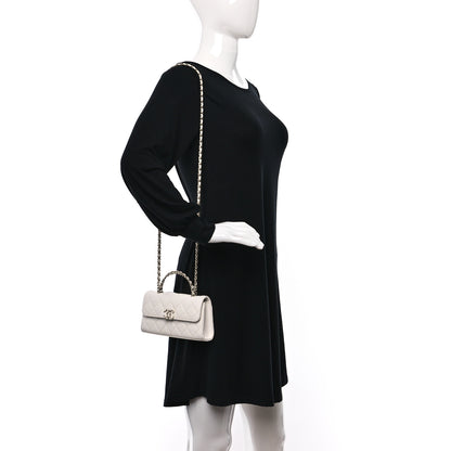 Chanel Caviar Quilted Chain Match Top Handle Phone Holder With Chain White 2 of 11