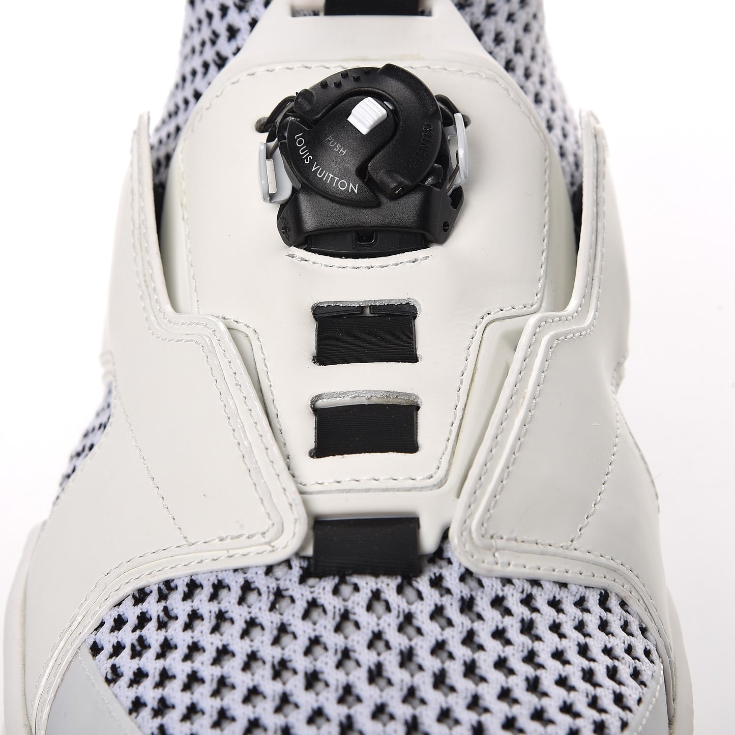 Mesh Calfskin Damier Embossed Fuel Power Sneakers 6 White
