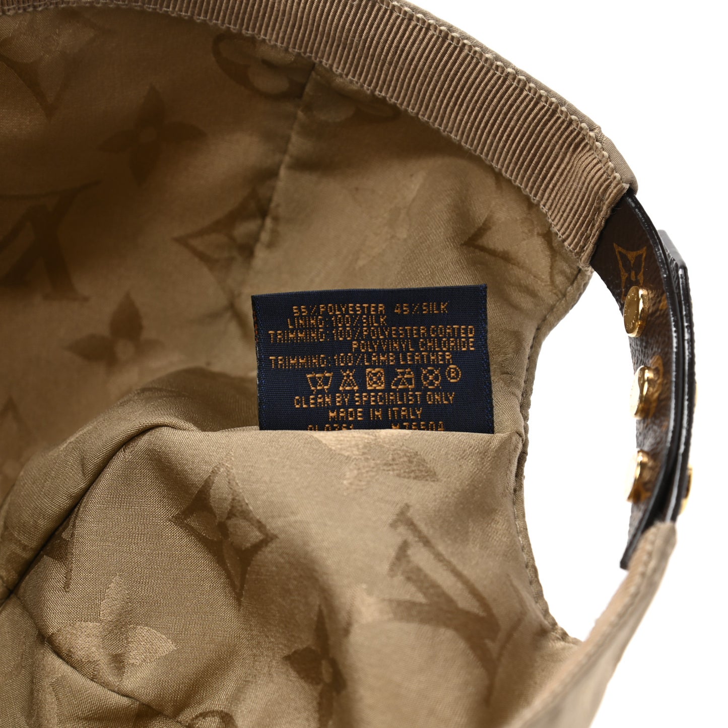 Polyester Silk Monogram LV Get Ready Cap M Beige