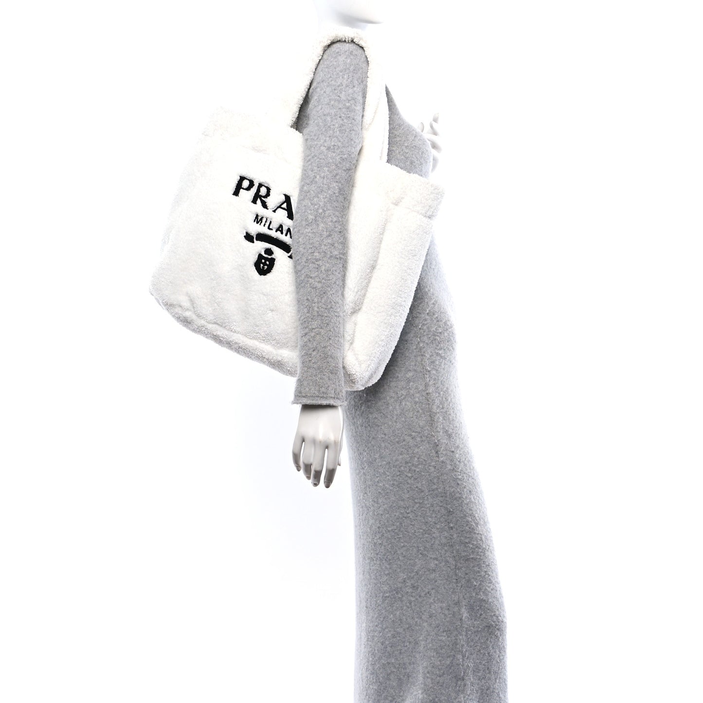 Terry Cloth Tote Bag White Black