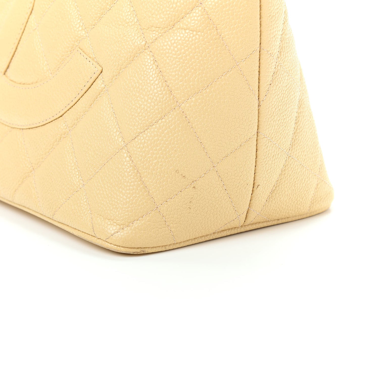 Caviar Quilted Medallion Tote Light Beige